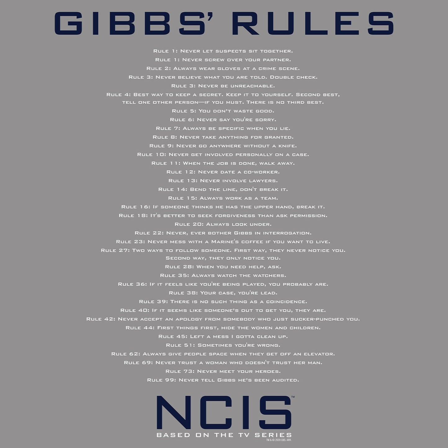 NCIS Gibbs Rules Sherpa Blanket | Official CBS Entertainment Store