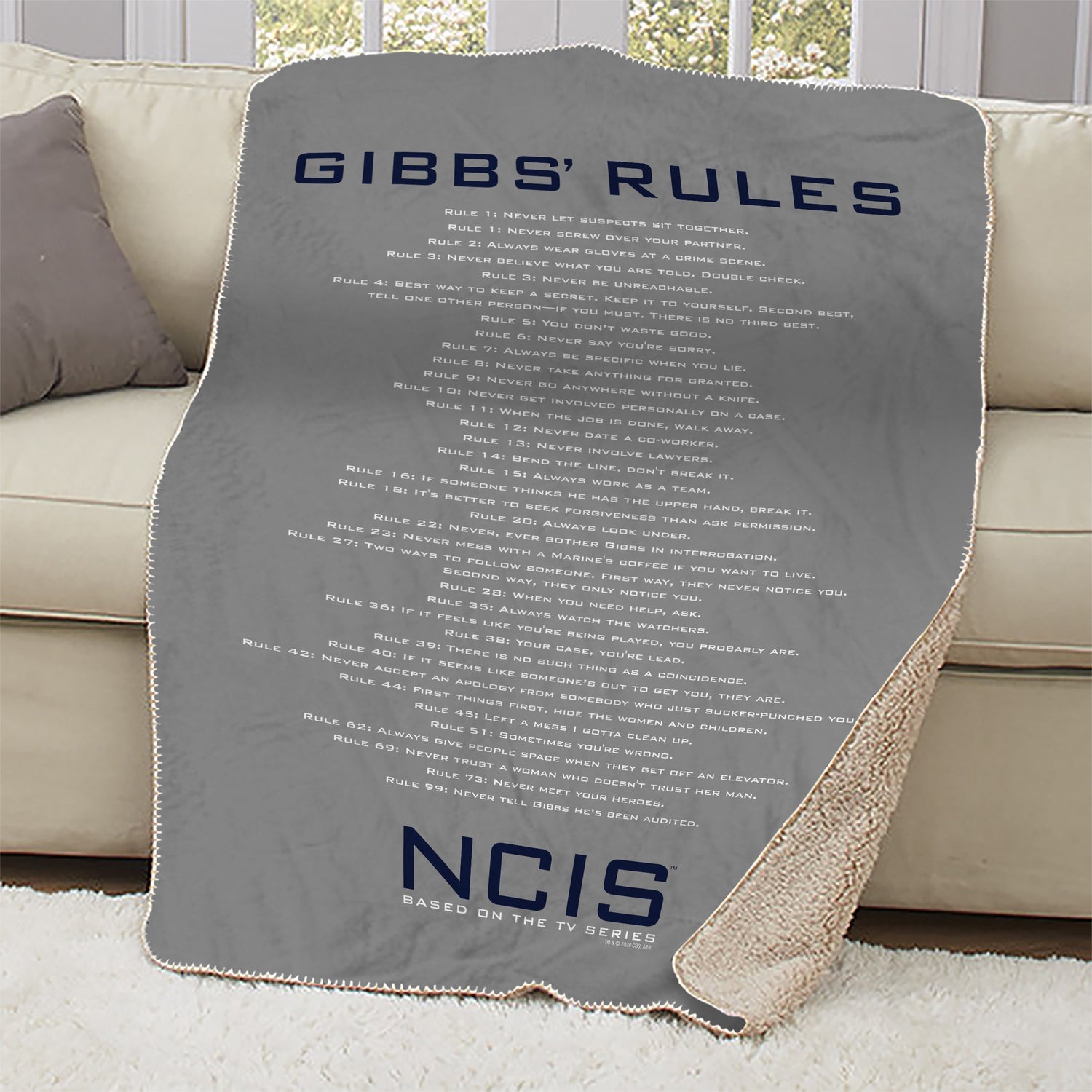 NCIS Gibbs Rules Sherpa Blanket | Official CBS Entertainment Store