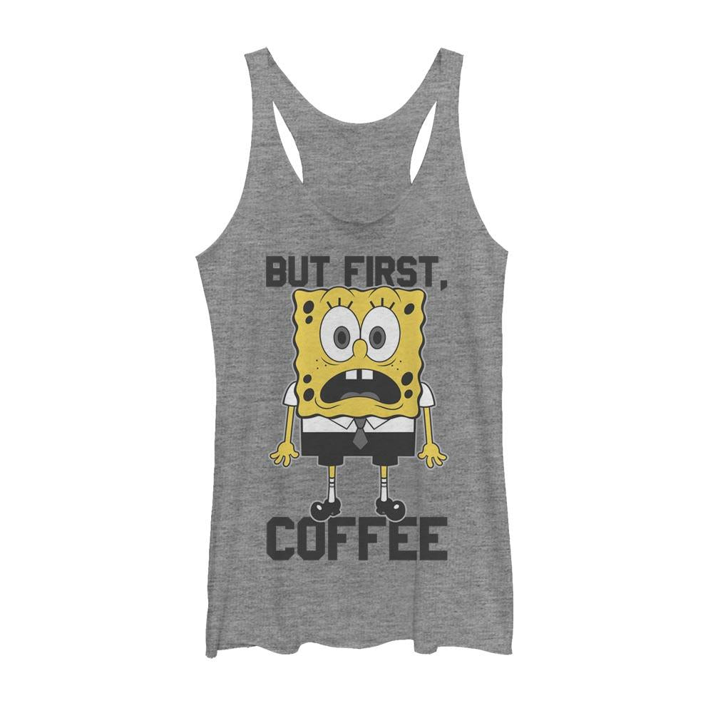 SpongeBob SquarePants First Coffee Women's Racerback Tank Top - SpongeBob SquarePants Official Shop