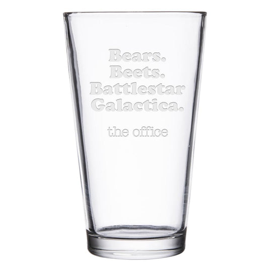 The Office Bears. Beets. BG. Laser Engraved Pint Glass