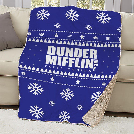 The Office Dunder Mifflin Holiday Sherpa Blanket-0