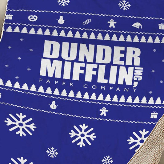 The Office Dunder Mifflin Holiday Sherpa Blanket-1