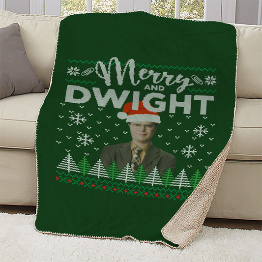 The Office Merry and Dwight Ugly Christmas Sherpa Blanket-1