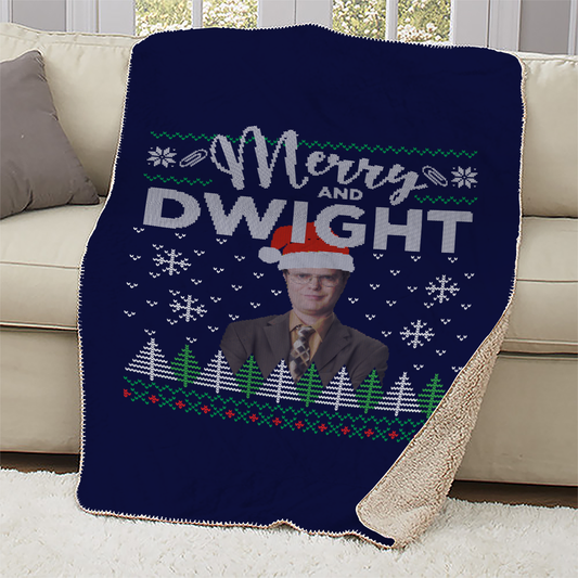 The Office Merry and Dwight Ugly Christmas Sherpa Blanket-0