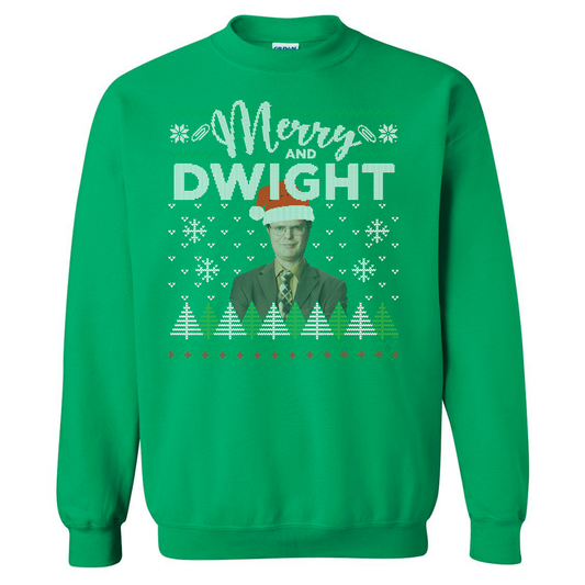 The Office Merry and Dwight Ugly Christmas Fleece Crewneck Sweatshirt-2