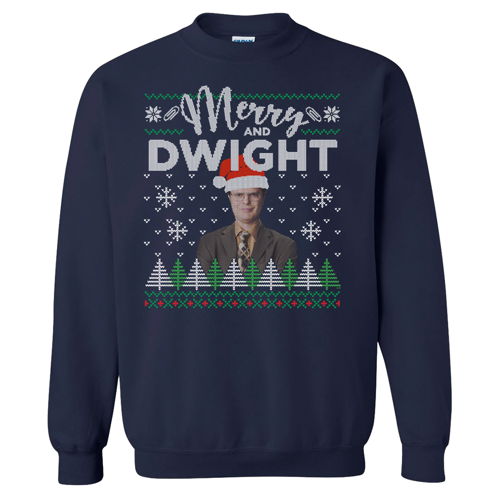 The Office Merry and Dwight Ugly Christmas Fleece Crewneck Sweatshirt