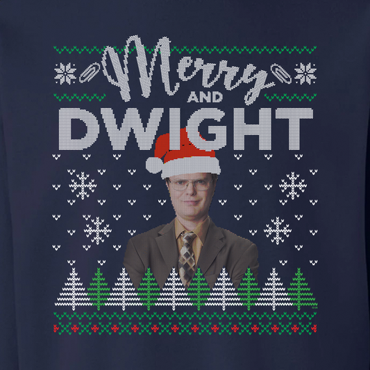 The Office Merry and Dwight Ugly Christmas Fleece Crewneck Sweatshirt-1