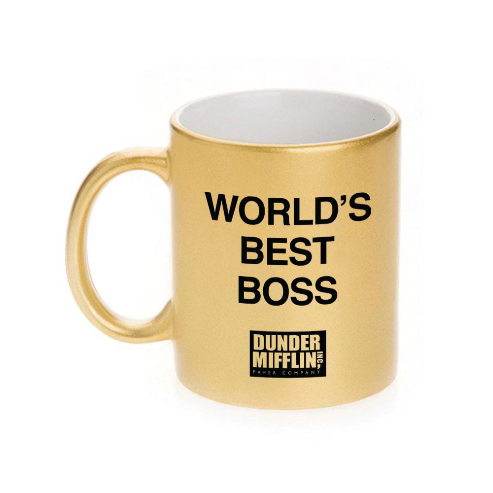 The Office World's Best Boss 11 oz Gold Metallic Mug