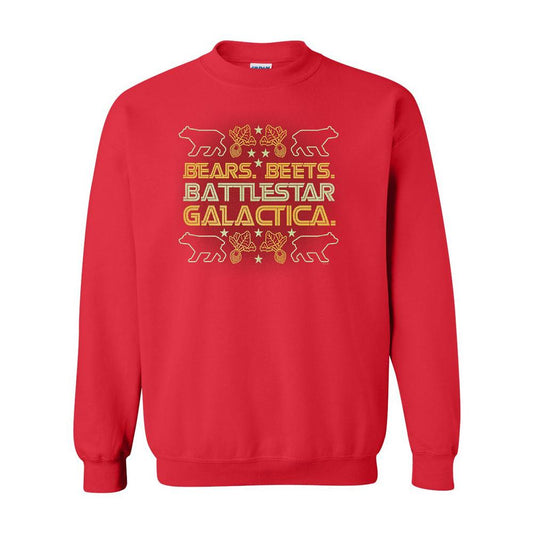 The Office Bears. Beets. Battlestar Galactica Ugly Christmas Sweatshirt