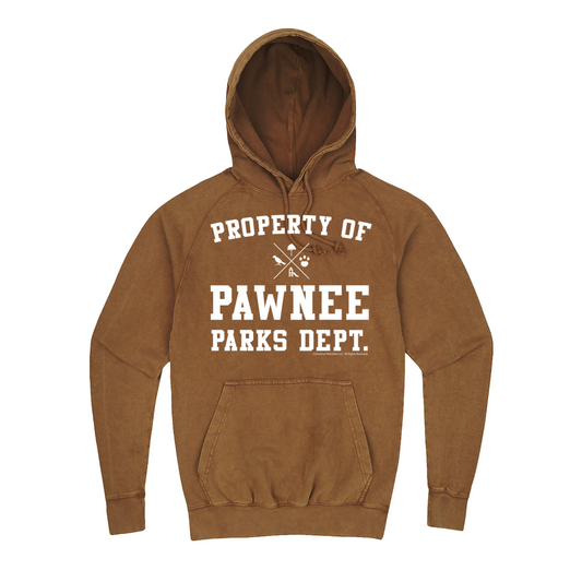 Parks and Recreation Property of Pawnee Parks Dept. Distressed Hooded Sweatshirt-0