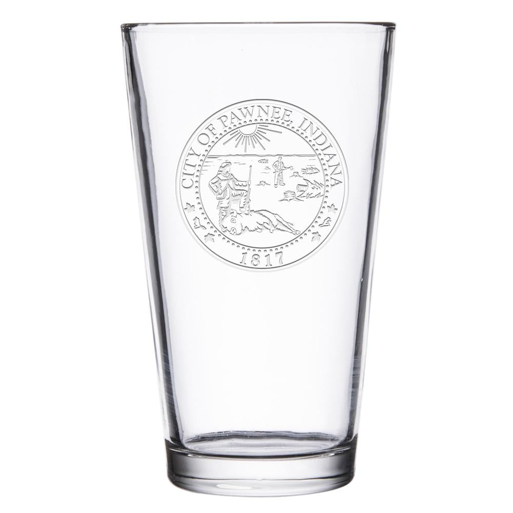 Parks and Recreation City of Pawnee Laser Engraved Pint Glass