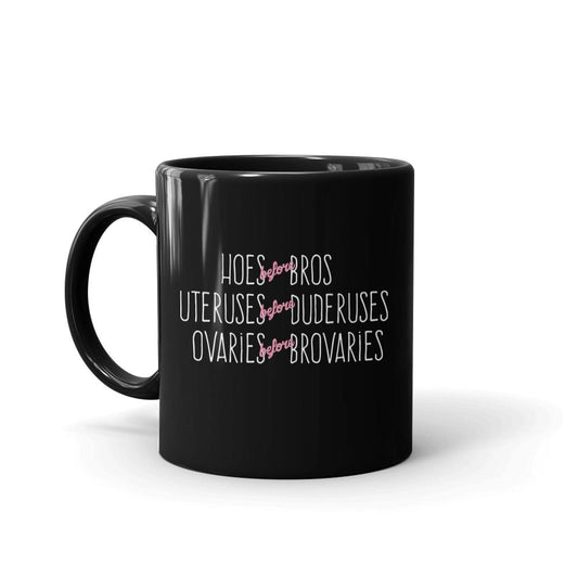 Parks and Recreation Hoes Before Bros Black Mug-0