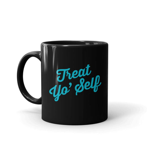 Parks and Recreation Treat Yo Self Black Mug-0