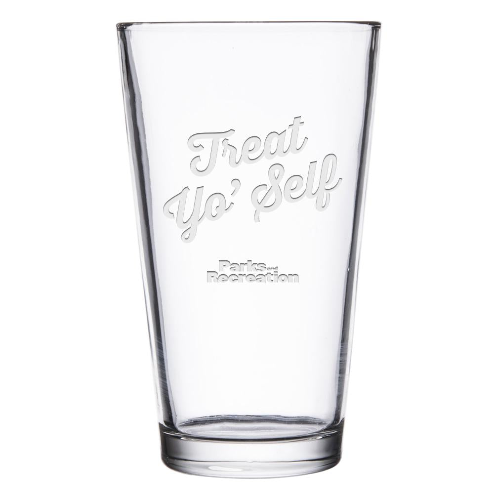 Parks and Recreation Treat Yo Self Laser Engraved Pint Glass