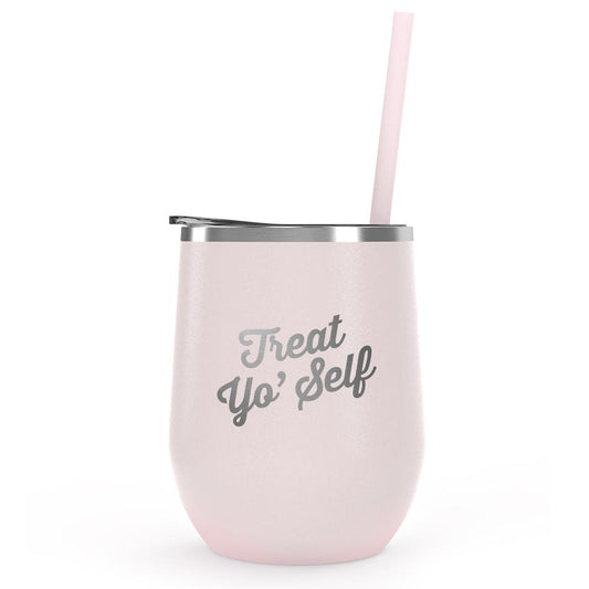 Parks and Recreation Treat Yo Self 12 oz Stainless Steel Wine Tumbler-0