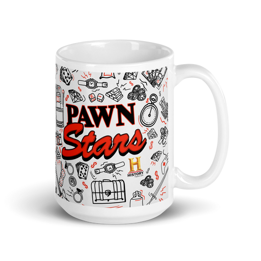 Pawn Stars Doodles White Mug-5