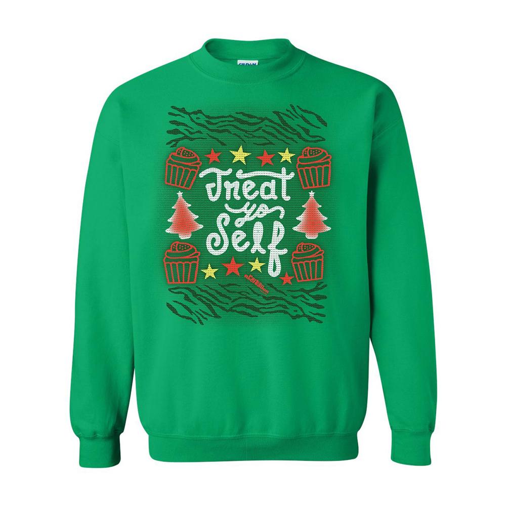 Parks and Recreation Treat Yo Self Ugly Christmas Sweatshirt
