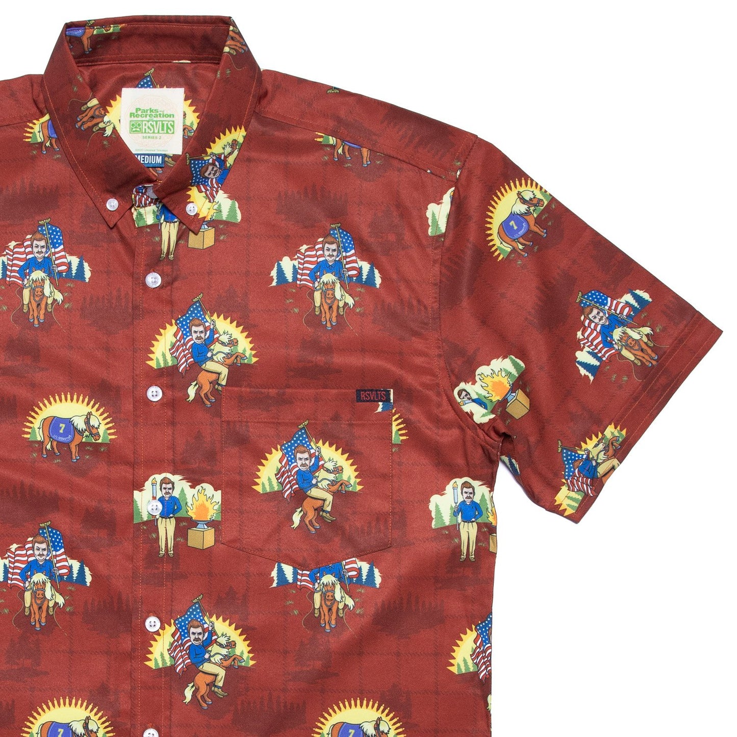 Parks and Recreation Ron Loves Li'l Sebastian Button Down Shirt