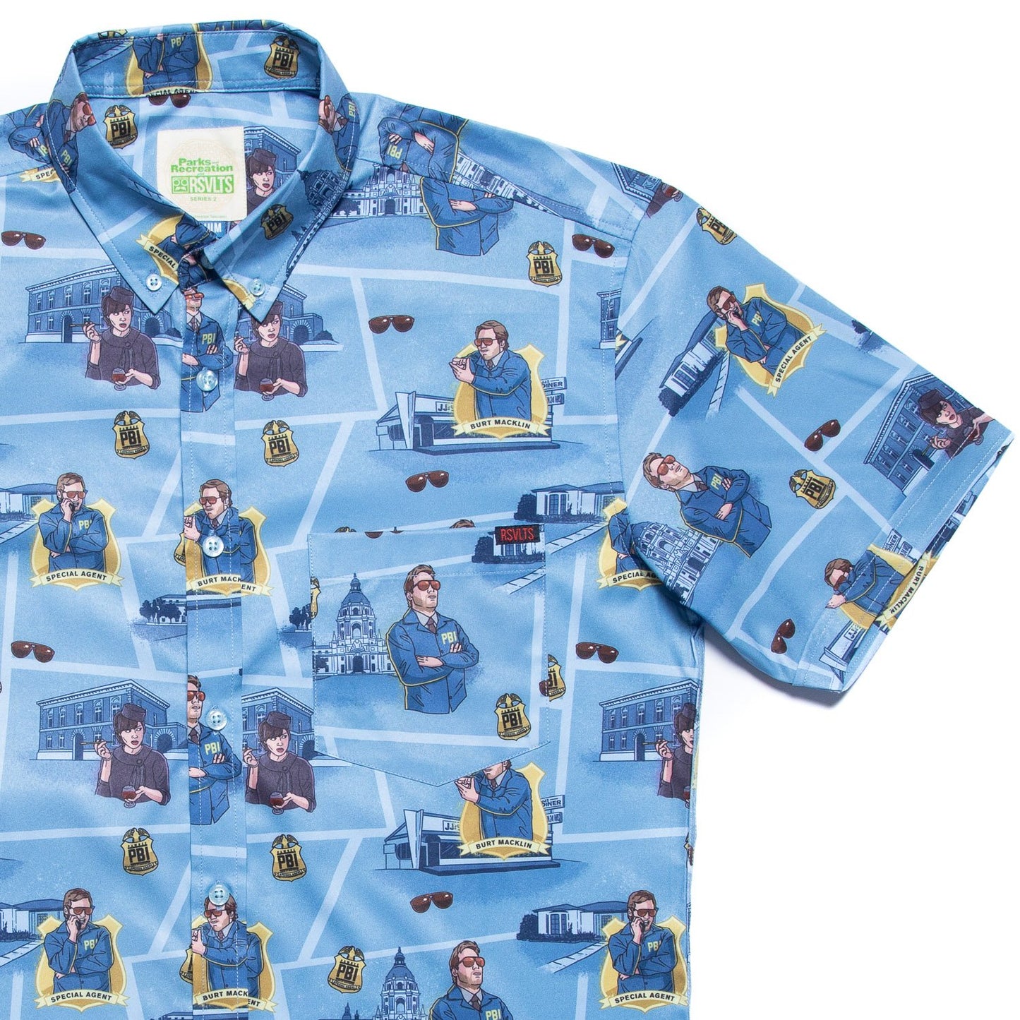 Parks and Recreation Burt Macklin FBI Button Down Shirt