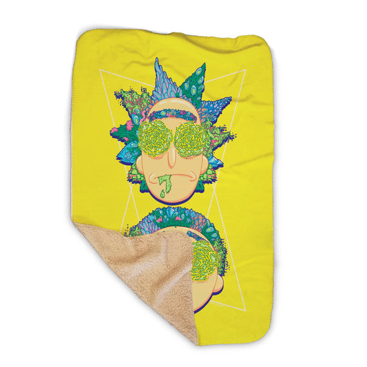 Rick and Morty Character Heads Sherpa Blanket-0