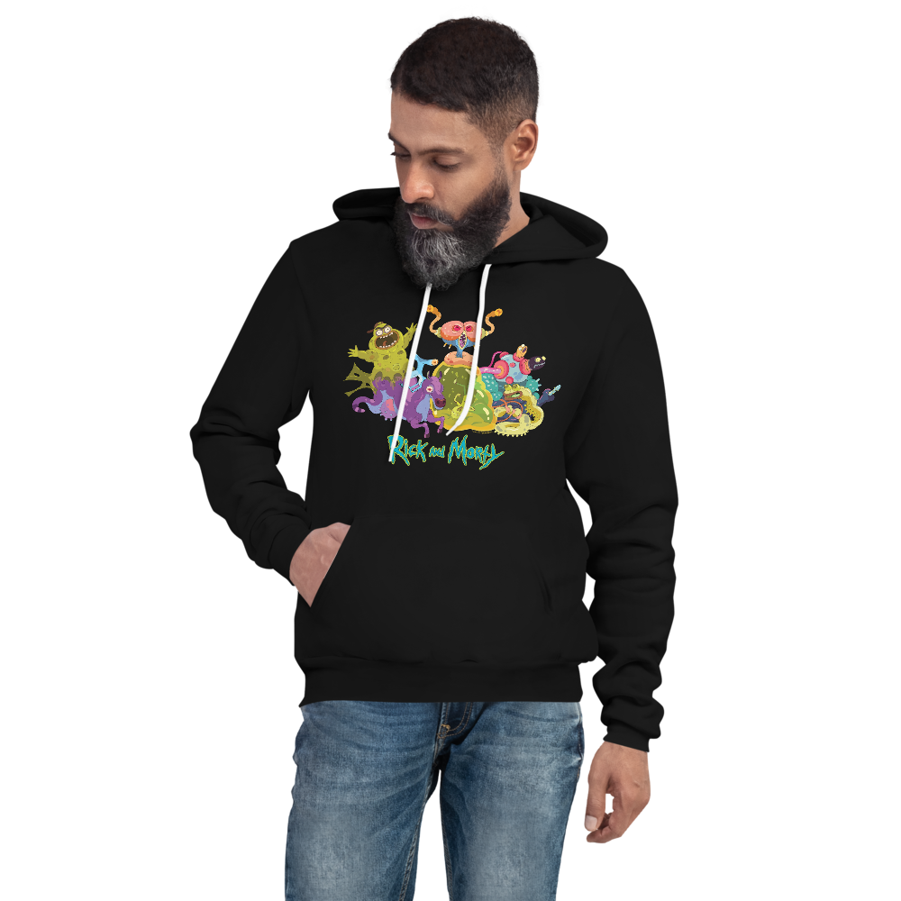 Rick and Morty Character Illustration Adult Fleece Hooded Sweatshirt