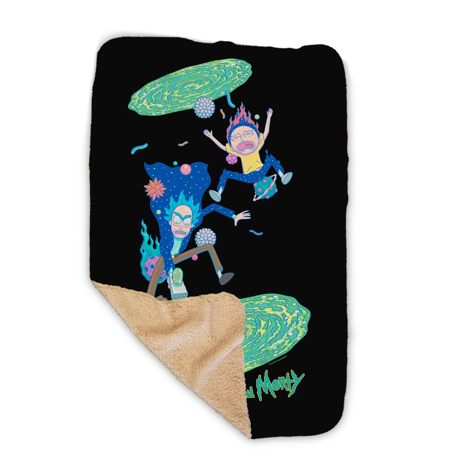 Rick and Morty Portal Jump Sherpa Blanket