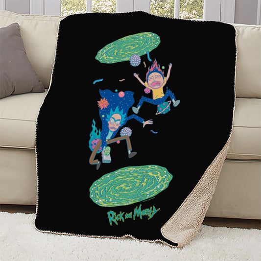 Rick and Morty Portal Jump Sherpa Blanket-1