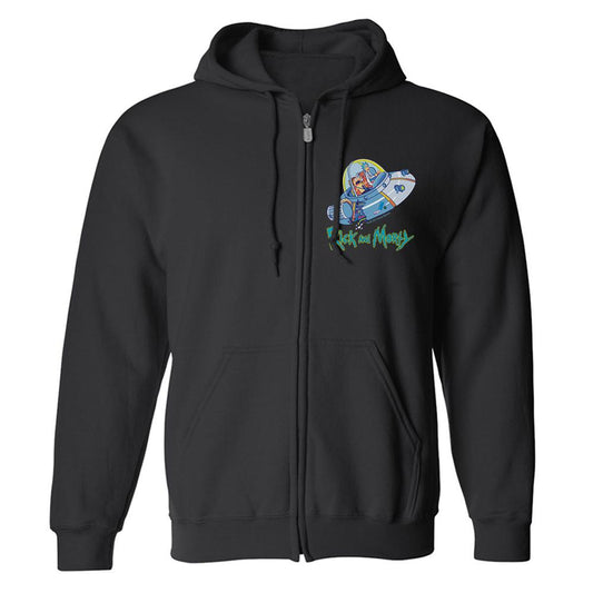 Rick and Morty Spaceship Fleece Zip-Up Hooded Sweatshirt-2