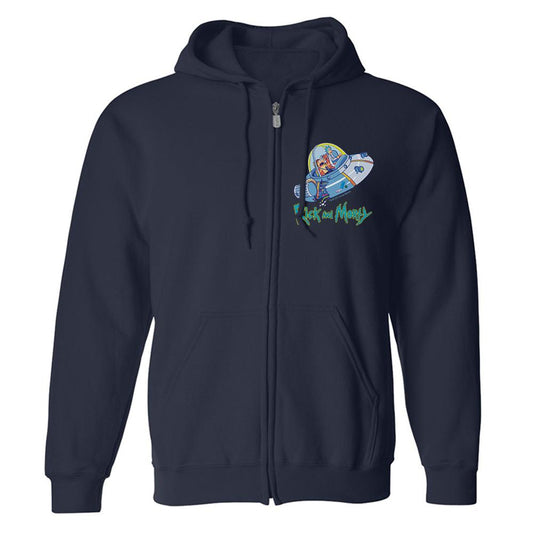 Rick and Morty Spaceship Fleece Zip-Up Hooded Sweatshirt-3