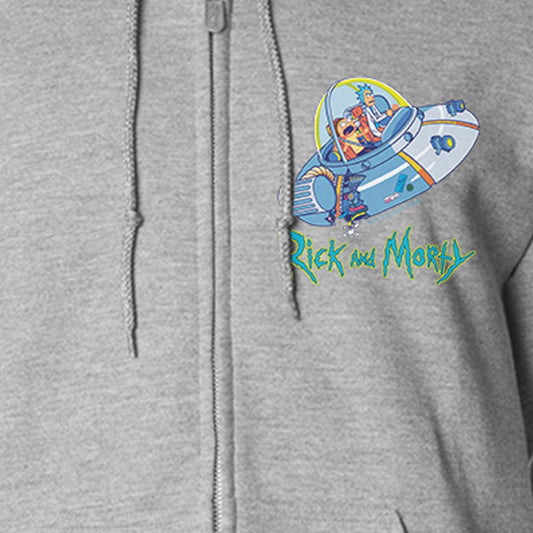 Rick and Morty Spaceship Fleece Zip-Up Hooded Sweatshirt-1