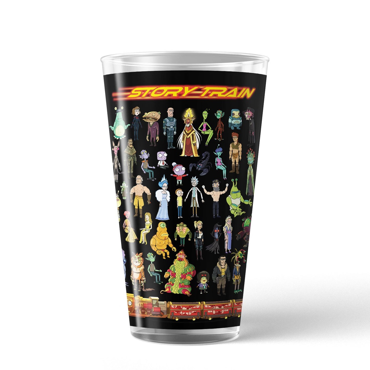 Rick and Morty Story Train 17 oz Pint Glass