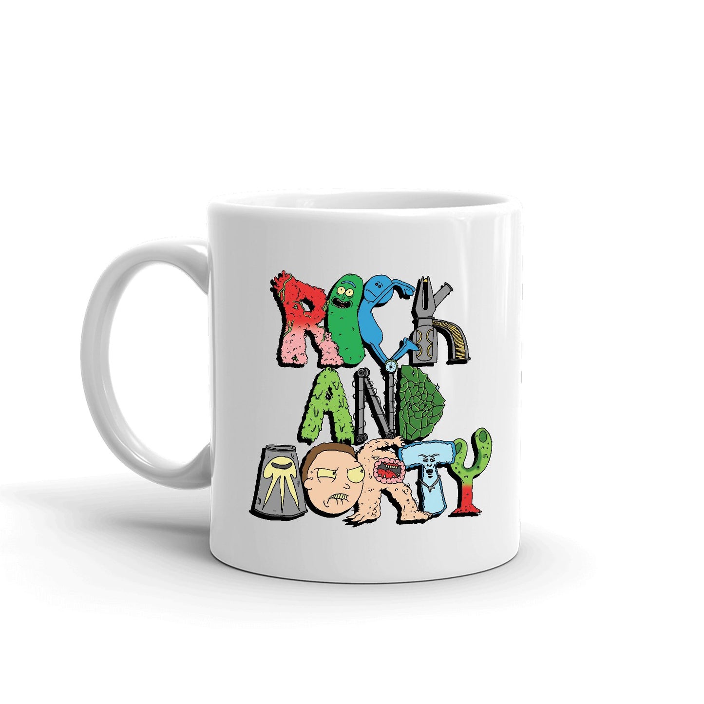 Rick and Morty Word Art White Mug