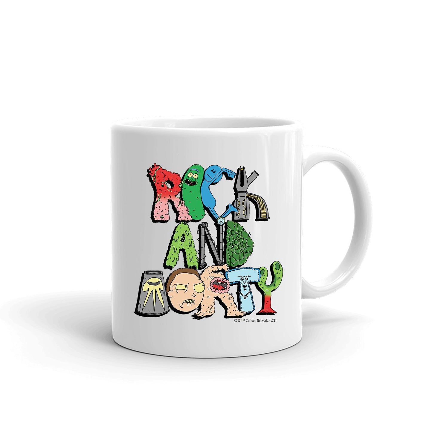 Rick and Morty Word Art White Mug