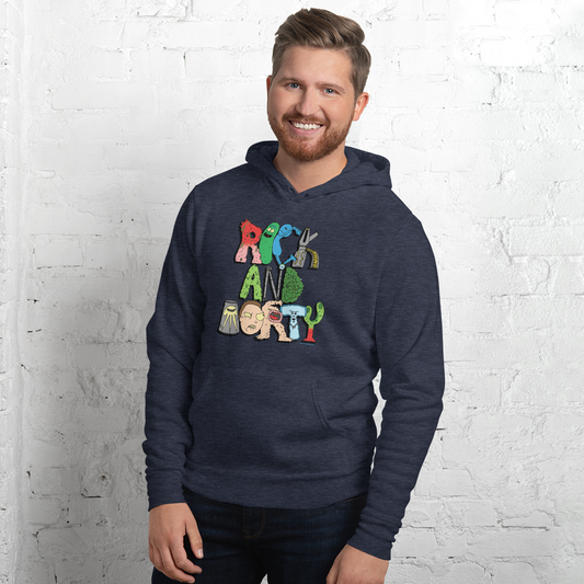 Rick and Morty Word Art Adult Fleece Hooded Sweatshirt-3