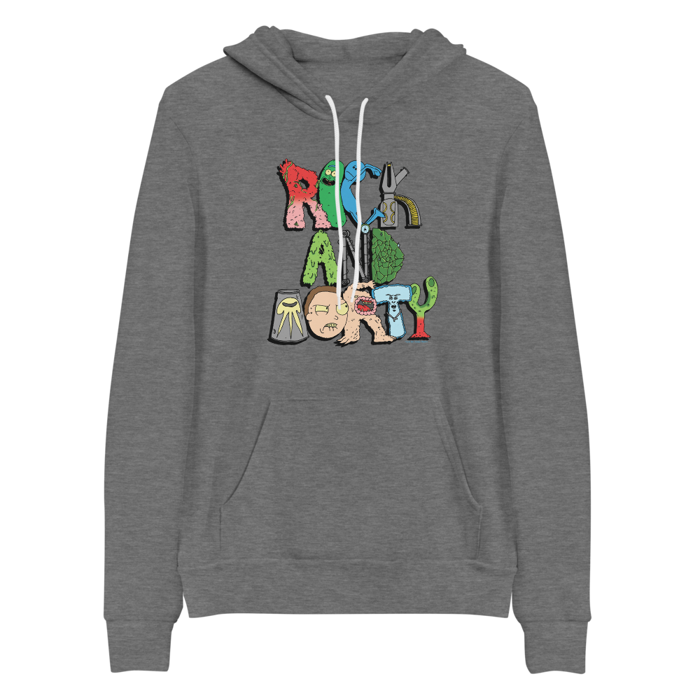 Rick and Morty Word Art Adult Fleece Hooded Sweatshirt