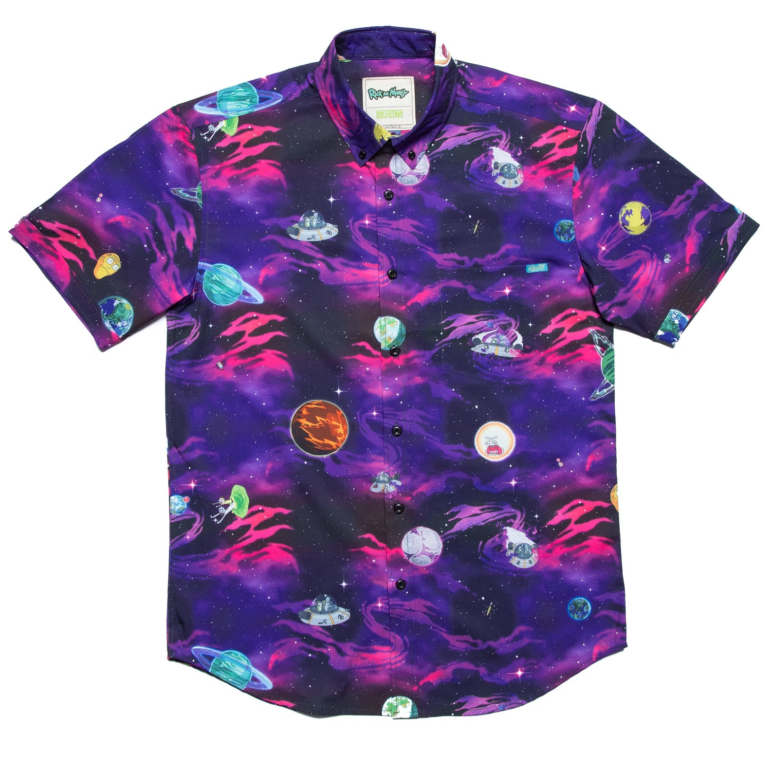 Rick and Morty Space Button Down Shirt