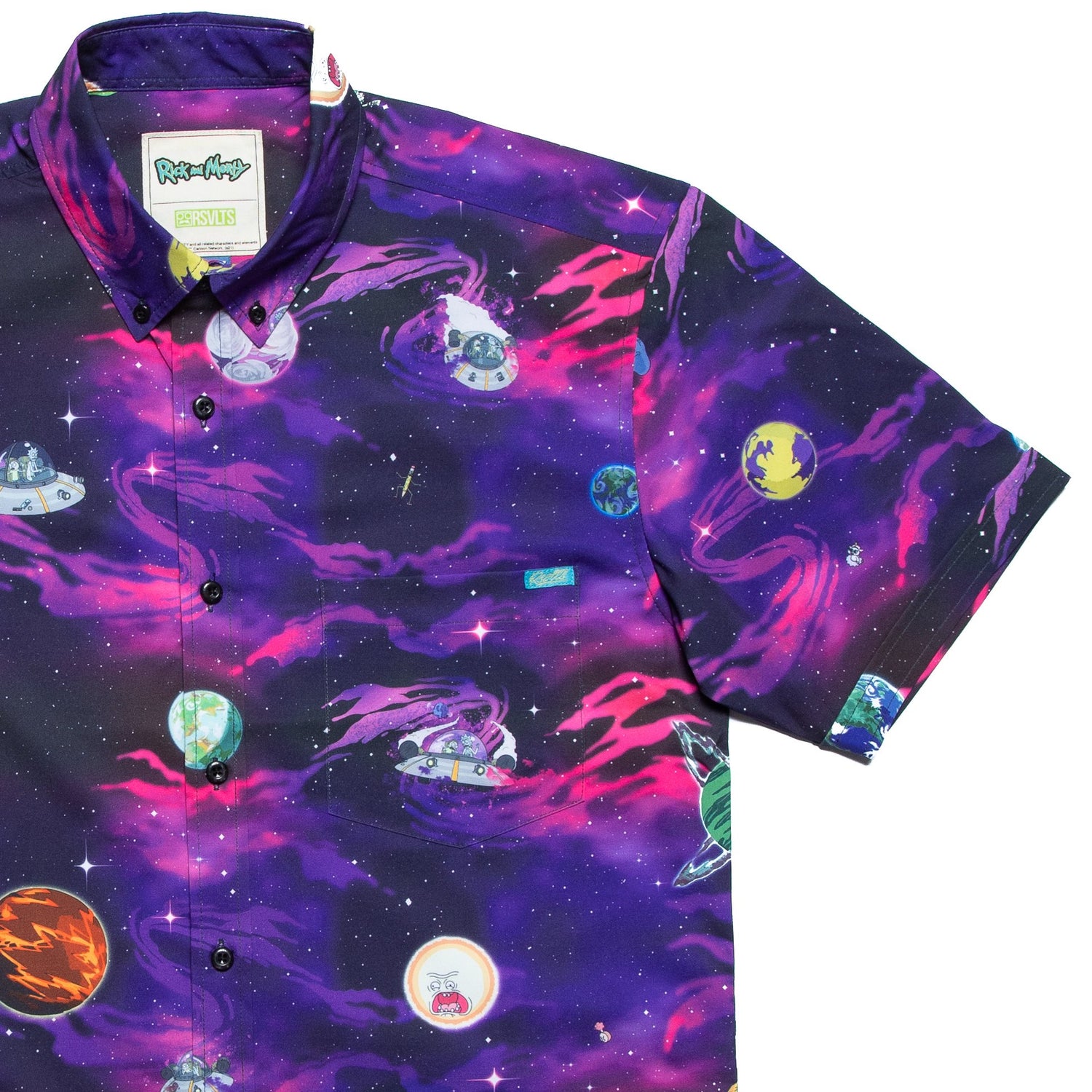 Rick and Morty Space Button Down Shirt