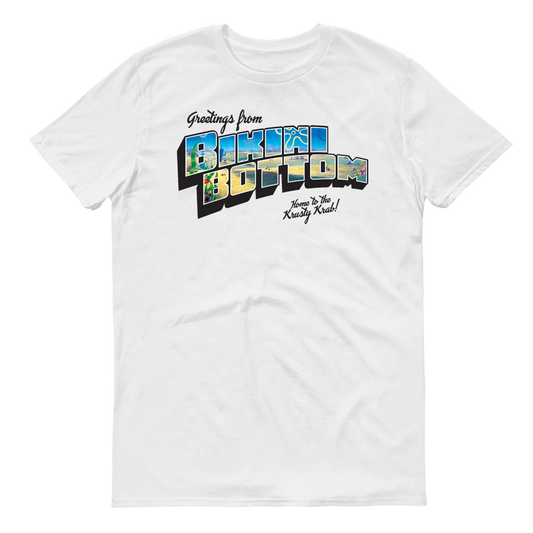 SpongeBob SquarePants Sponge on the Run Greetings From Bikini Bottom Adult Short Sleeve T-Shirt