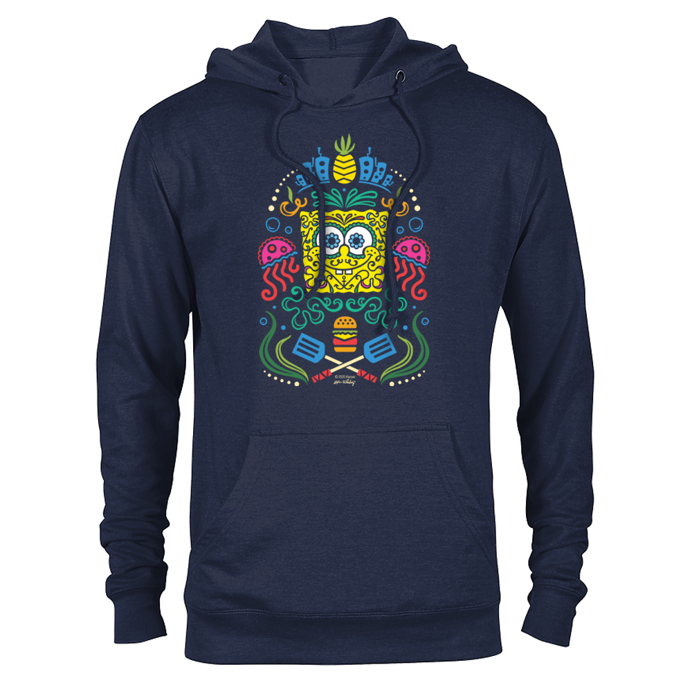 SpongeBob SquarePants Day of the Dead Full Color Lightweight Hooded Sweatshirt - SpongeBob SquarePants Official Shop