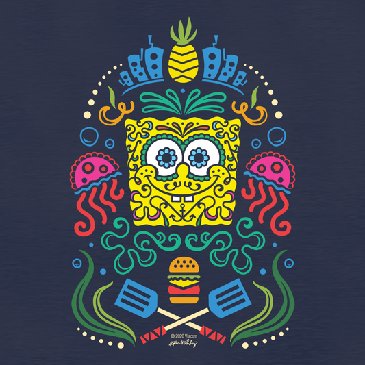 SpongeBob SquarePants Day of the Dead Full Color Lightweight Hooded Sweatshirt - SpongeBob SquarePants Official Shop-1