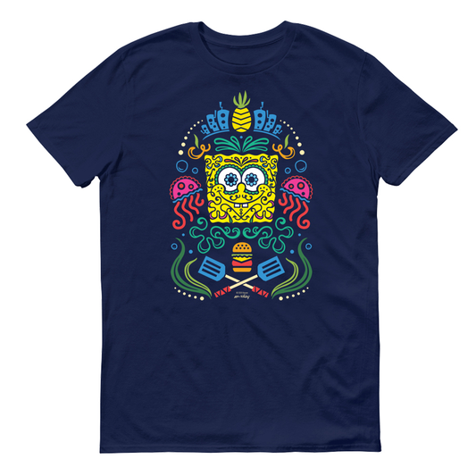 SpongeBob SquarePants Day of the Dead Full Color Adult Short Sleeve T-Shirt - SpongeBob SquarePants Official Shop