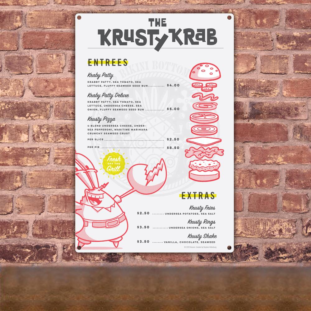 SpongeBob SquarePants The Krusty Krab Menu Metal Sign - SpongeBob SquarePants Official Shop