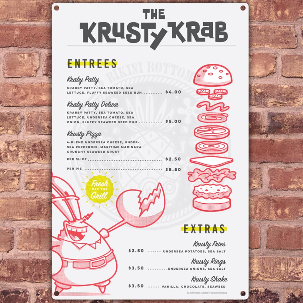 SpongeBob SquarePants The Krusty Krab Menu Metal Sign - SpongeBob SquarePants Official Shop