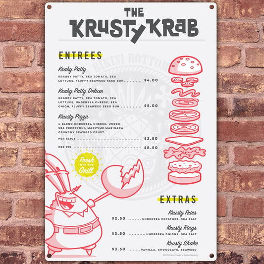 SpongeBob SquarePants The Krusty Krab Menu Metal Sign - SpongeBob SquarePants Official Shop-1