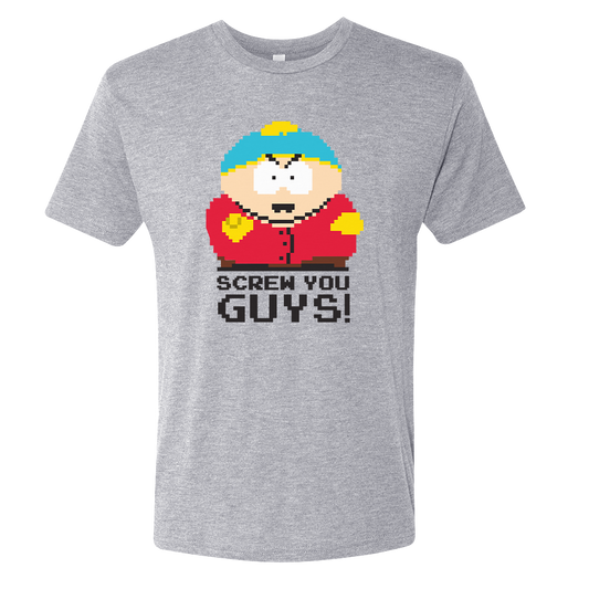 South Park 8-Bit Cartman Screw You Guys Men's Tri-Blend T-Shirt-0