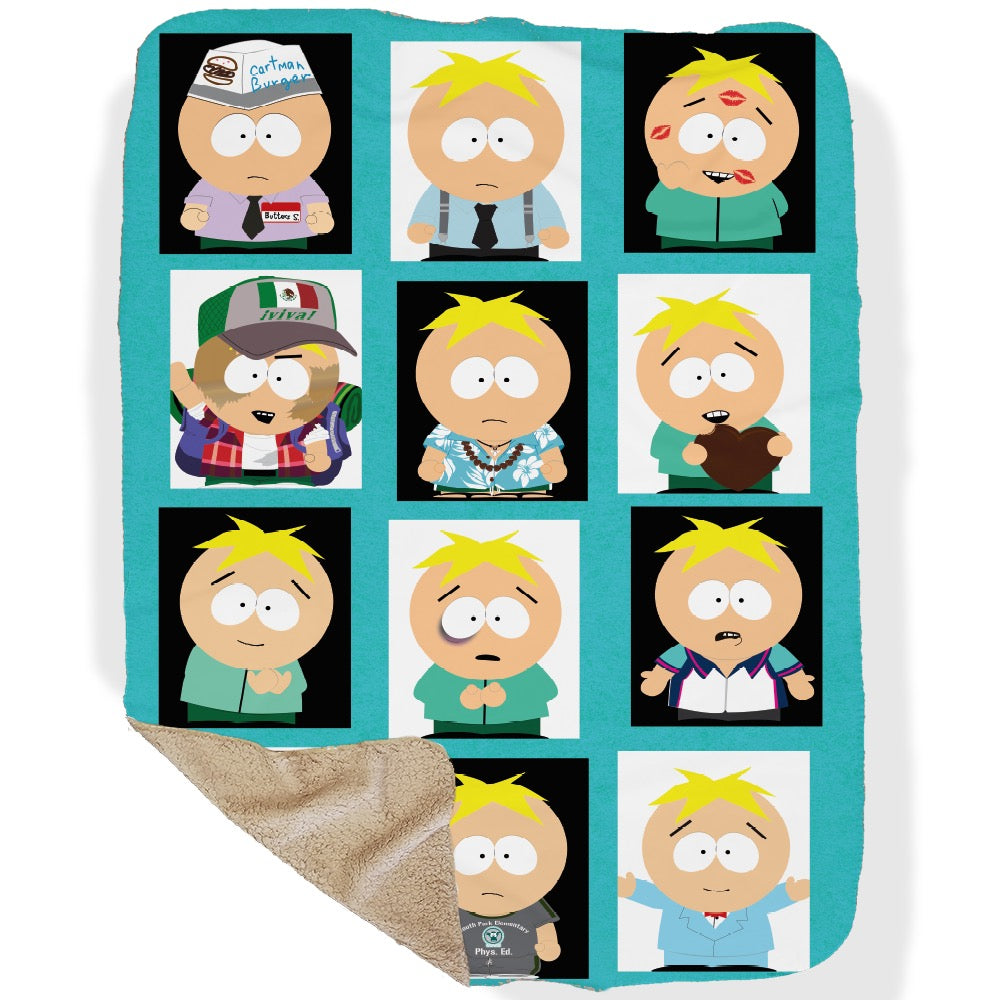 South Park Faces of Butters Sherpa Blanket