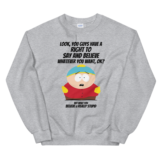 South Park Cartman What You Believe Fleece Crewneck Sweatshirt-0