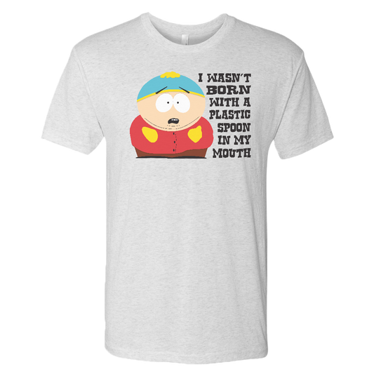 South Park Cartman Born with a Plastic Spoon Men's Tri-Blend T-Shirt-3