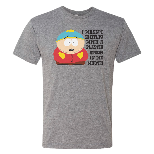 South Park Cartman Born with a Plastic Spoon Men's Tri-Blend T-Shirt-0