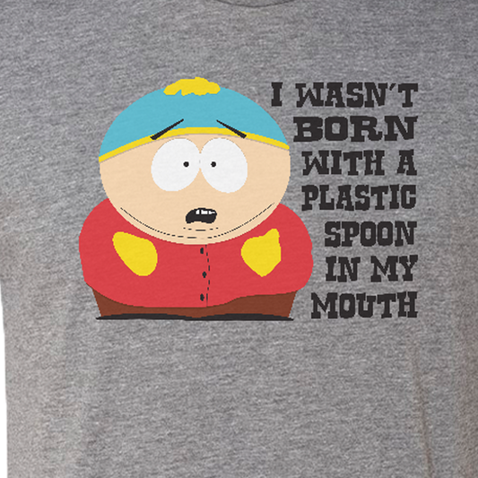 South Park Cartman Born with a Plastic Spoon Men's Tri-Blend T-Shirt-1